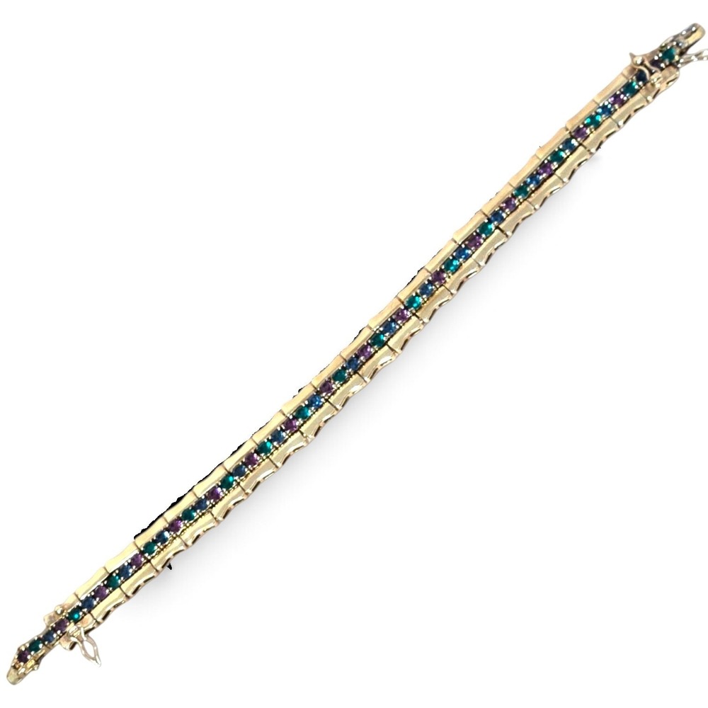 Joan Rivers Convertible Gold Tone Multicolor Crystal Tennis Bracelet W Box